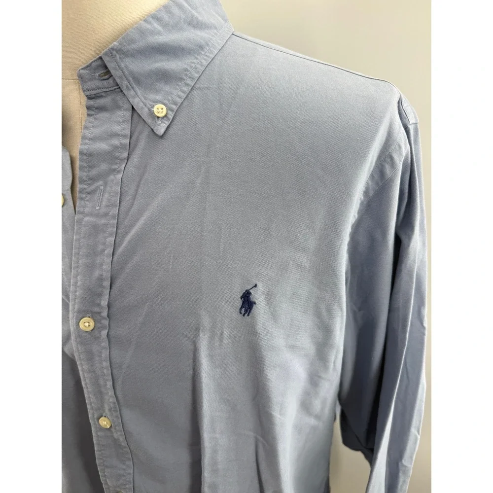 Ralph Lauren Blue Cotton Oxford Button Down Shirt Long Sleeve Mens XL - Picture 7 of 9
